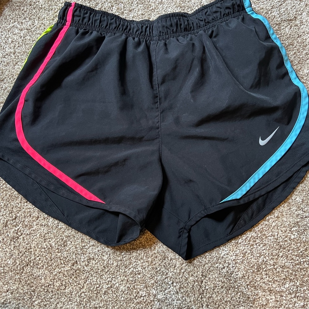Nike Women's Athletic Shorts Black with Pink and Blue Trim
